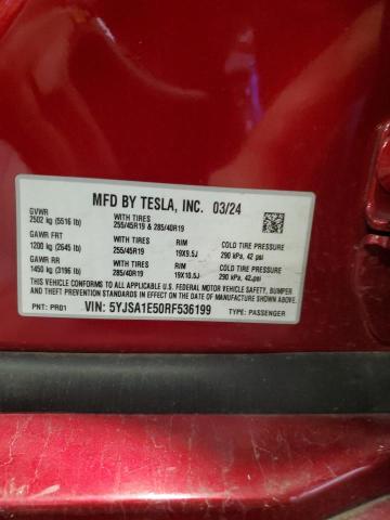 2024 TESLA MODEL S 5YJSA1E50RF536199