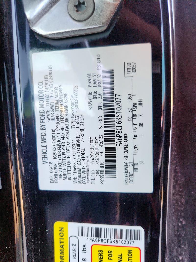 2019 FORD MUSTANG GT 1FA6P8CF6K5102077