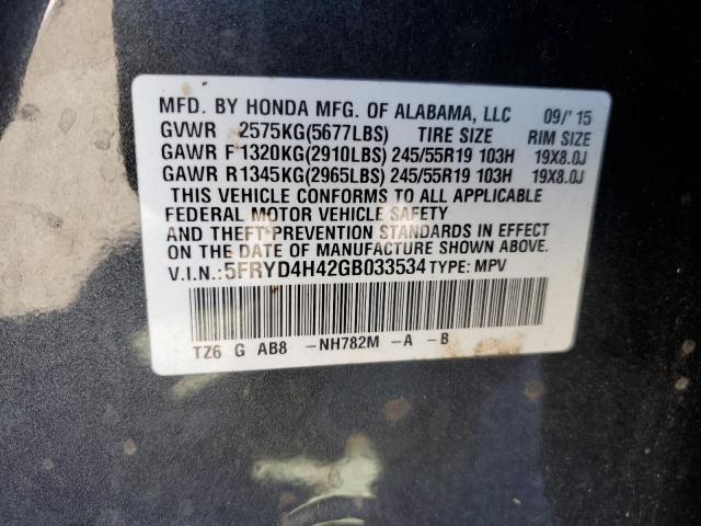 2016 ACURA MDX TECHNO 5FRYD4H42GB033534