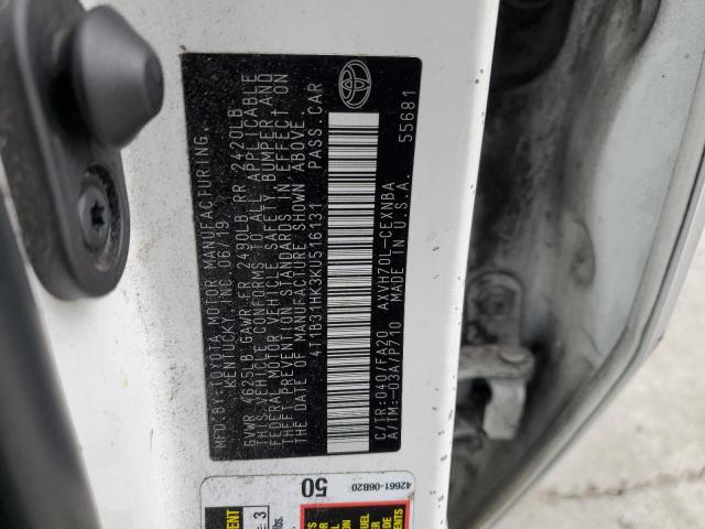 2019 TOYOTA CAMRY LE 4T1B31HK3KU516131