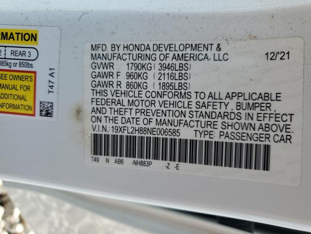 2022 HONDA CIVIC SPOR 19XFL2H88NE006585