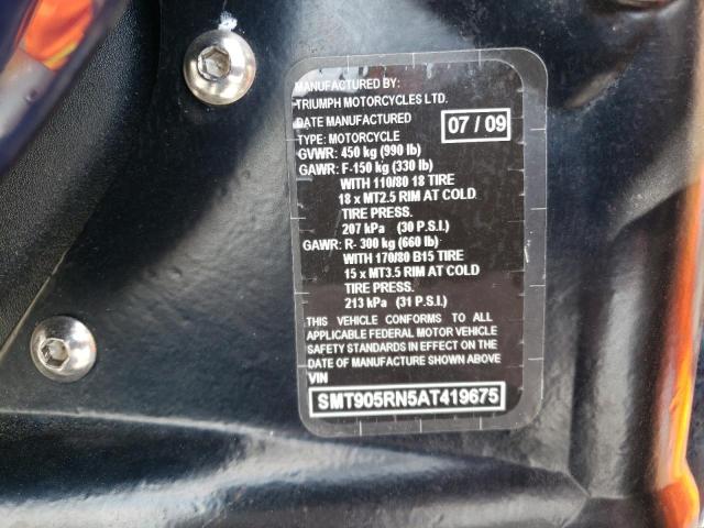 2010 TRIUMPH MOTORCYCLE AMERICA SMT905RN5AT419675