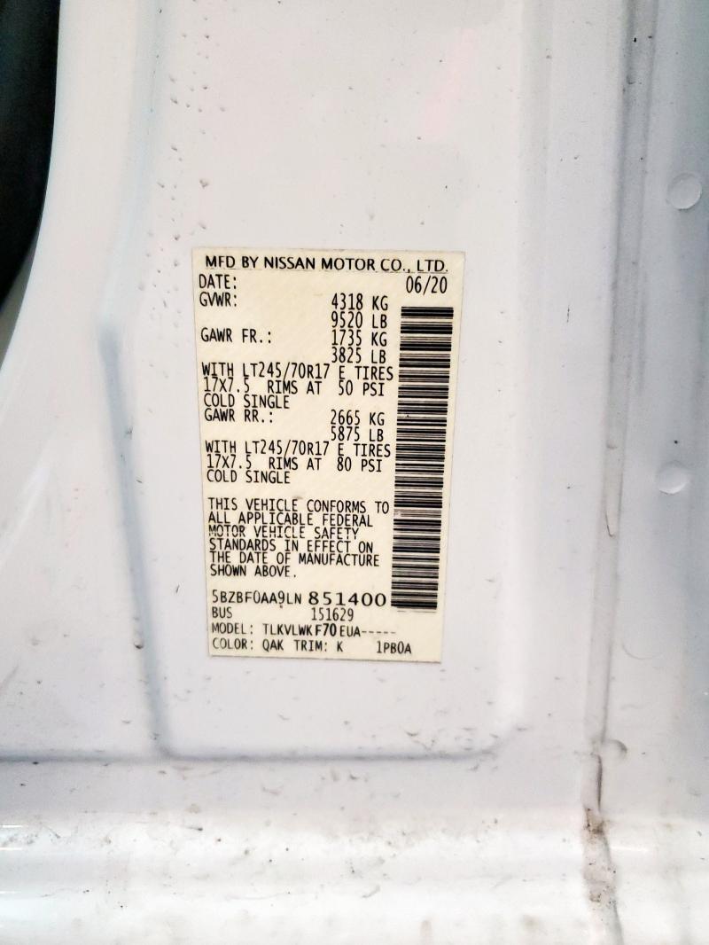 2020 NISSAN NV 3500 5BZBF0AA9LN851400