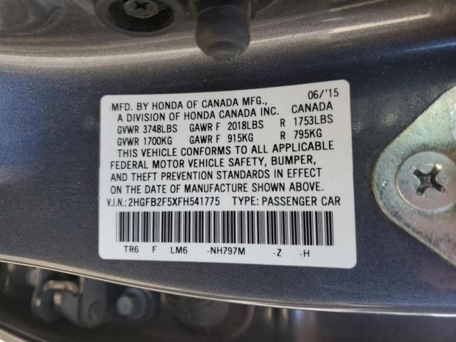 2015 HONDA CIVIC LX 2HGFB2F5XFH541775