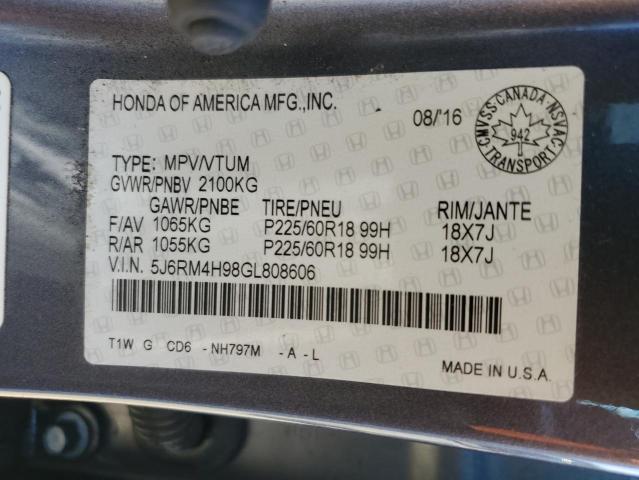 2016 HONDA CR-V TOURI 5J6RM4H98GL808606