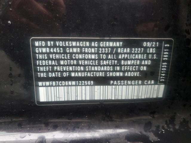 2022 VOLKSWAGEN GOLF R WVWFB7CD6NW122569