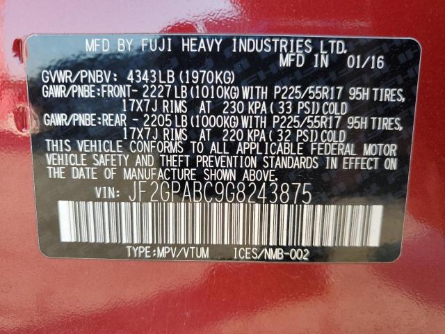 2016 SUBARU CROSSTREK PREMIUM JF2GPABC9G8243875