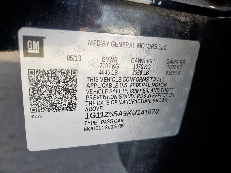 2019 CHEVROLET IMPALA LT 1G11Z5SA9KU141070