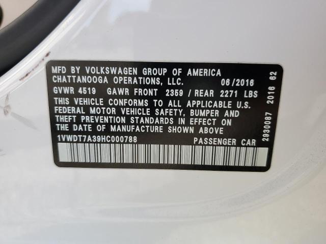 2017 VOLKSWAGEN PASSAT R-L 1VWDT7A39HC000788