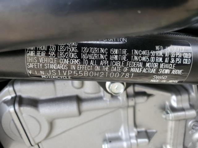 2017 SUZUKI SV650 A JS1VP55B0H2100781