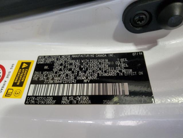 2015 LEXUS RX 350 BAS 2T2BK1BA4FC270342