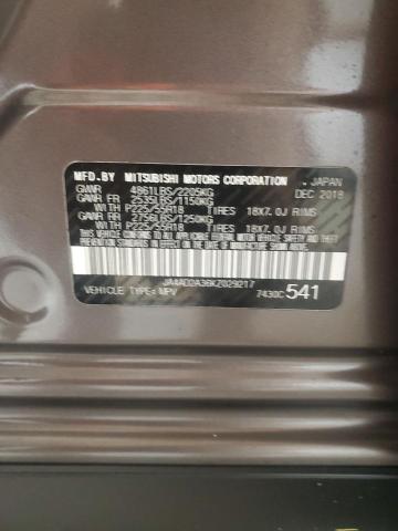2019 MITSUBISHI OUTLANDER JA4AD2A36KZ029217