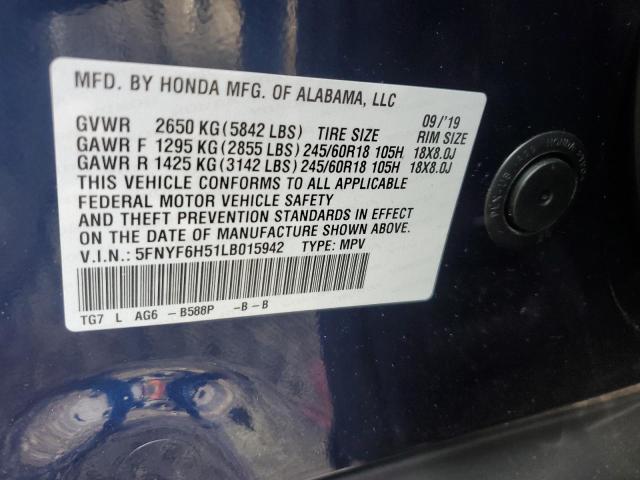 2020 HONDA PILOT EXL - 5FNYF6H51LB015942