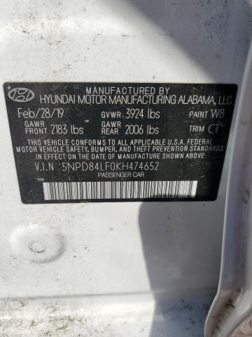 2019 HYUNDAI ELANTRA SEL 5NPD84LF0KH474652