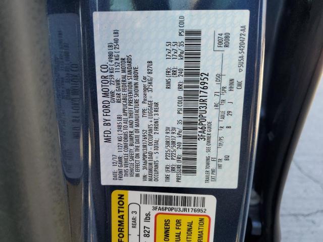 2018 FORD FUSION SE PHEV 3FA6P0PU3JR176952