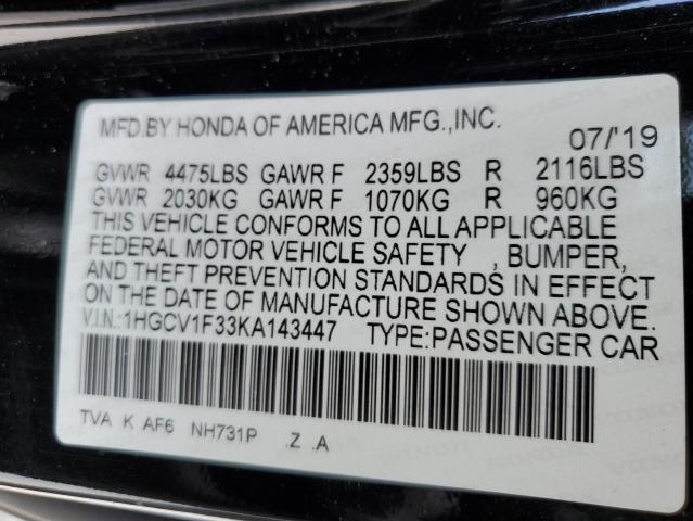 2019 HONDA ACCORD SPO 1HGCV1F33KA143447