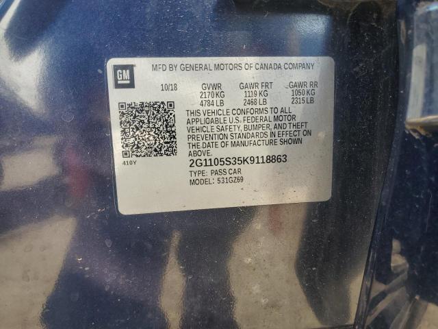 2019 CHEVROLET IMPALA PRE 2G1105S35K9118863