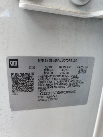 2022 CHEVROLET MALIBU LT 1G1ZD5ST0NF180643