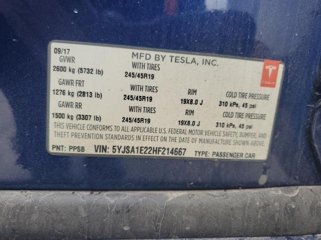 2017 TESLA MODEL S 5YJSA1E22HF214667