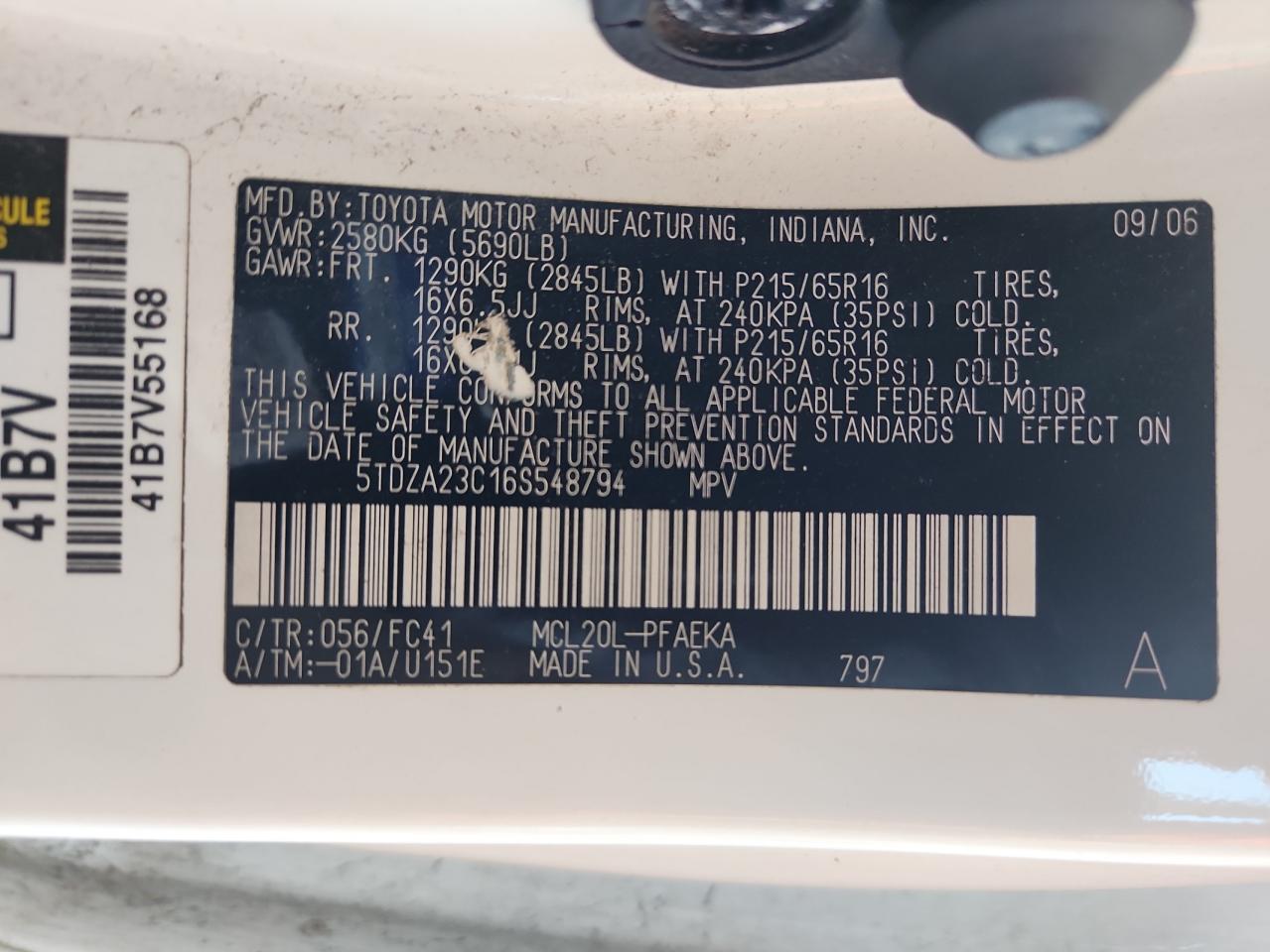 Lot #3246884476 2006 TOYOTA SIENNA CE