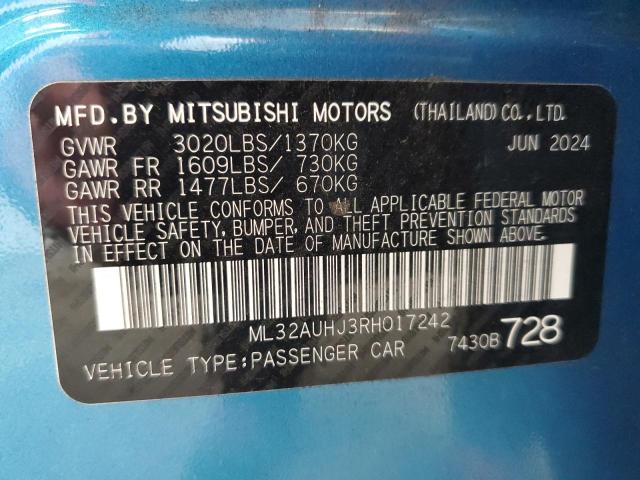 2024 MITSUBISHI MIRAGE ES ML32AUHJ3RH017242