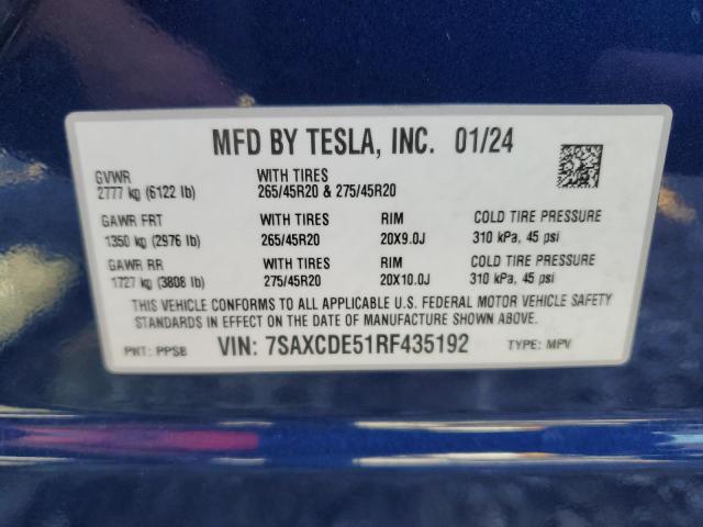 2024 TESLA MODEL X 7SAXCDE51RF435192