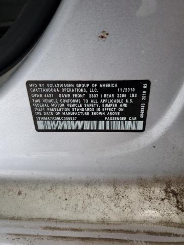 2020 VOLKSWAGEN PASSAT R-L 1VWMA7A30LC005537