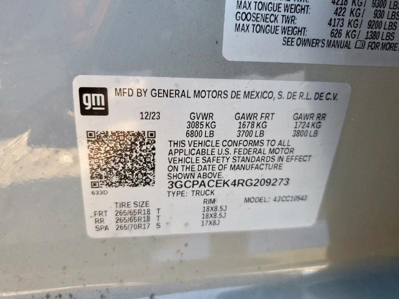 2024 CHEVROLET SILVERADO - 3GCPACEK4RG209273