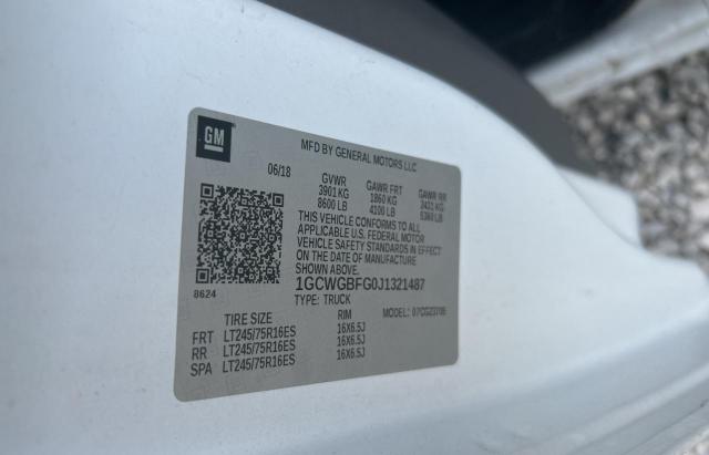 2018 CHEVROLET EXPRESS G2 1GCWGBFG0J1321487