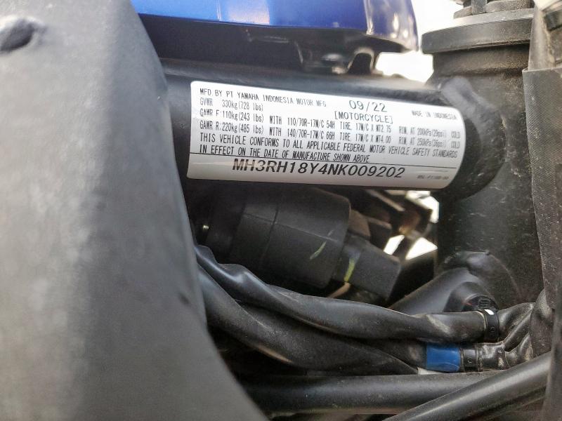 2022 YAMAHA YZFR3 A - MH3RH18Y4NK009202