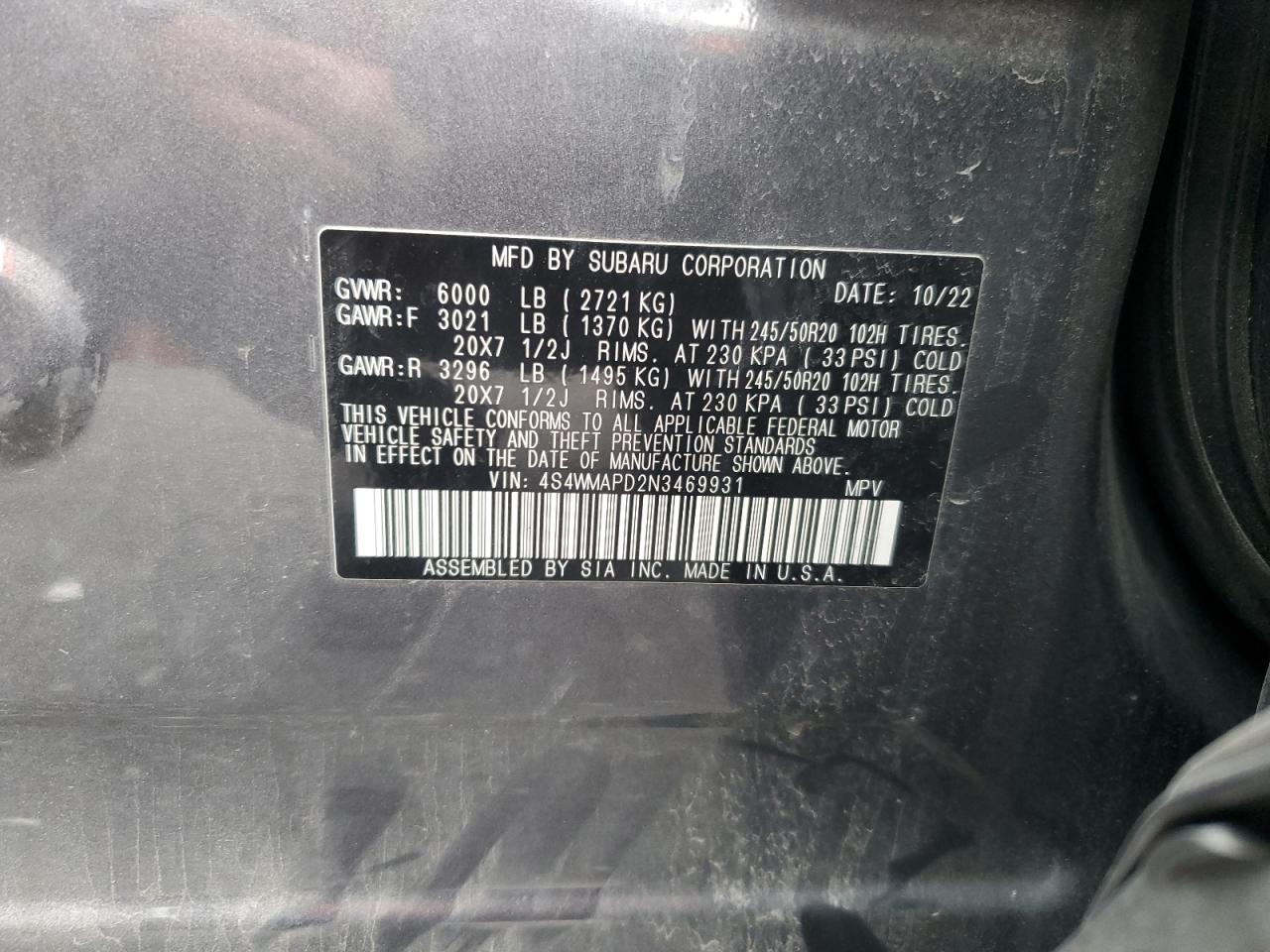 SUBARU ASCENT LIMITED