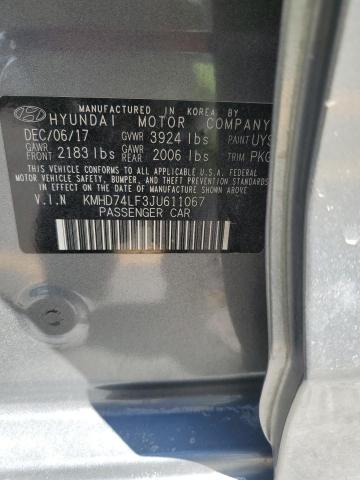 2018 HYUNDAI ELANTRA SE KMHD74LF3JU611067