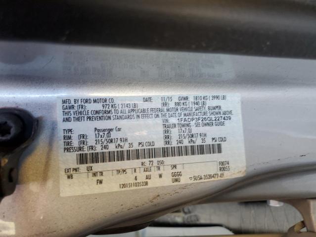 2016 FORD FOCUS SE 1FADP3F26GL227439