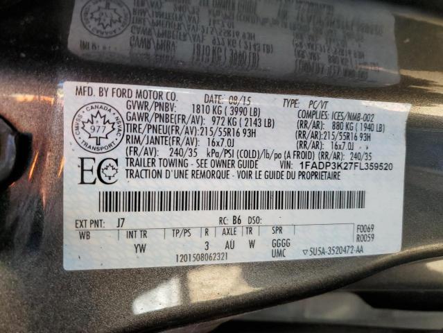 2015 FORD FOCUS SE - 1FADP3K27FL359520