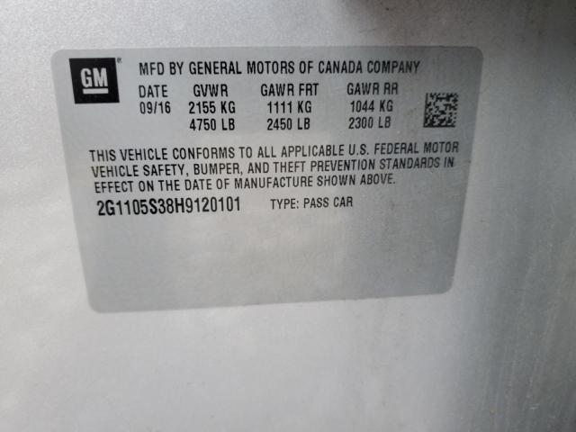 2017 CHEVROLET IMPALA LT 2G1105S38H9120101