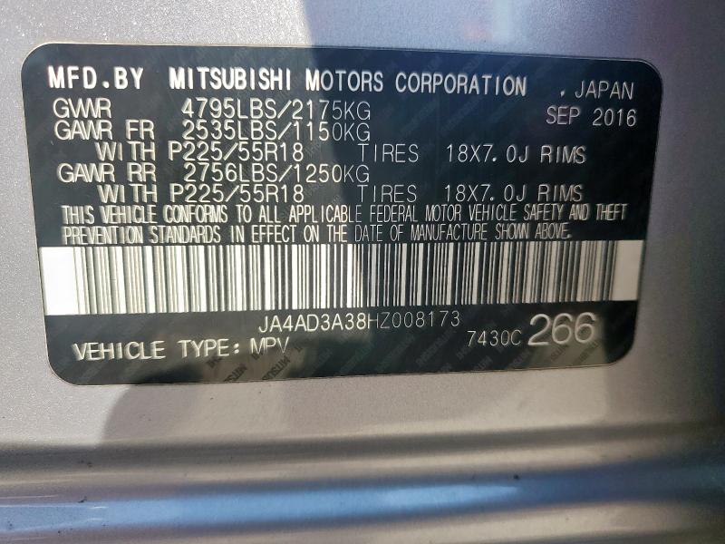 2017 MITSUBISHI OUTLANDER JA4AD3A38HZ008173