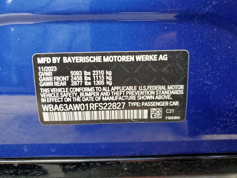 2024 BMW M440I GRAN WBA63AW01RFS22827