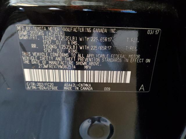 2017 TOYOTA RAV4 XLE 2T3WFREV7HW362514