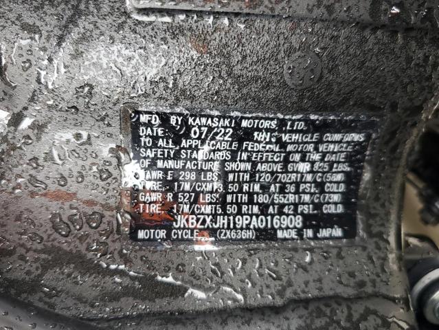 2023 KAWASAKI ZX636 K JKBZXJH19PA016908