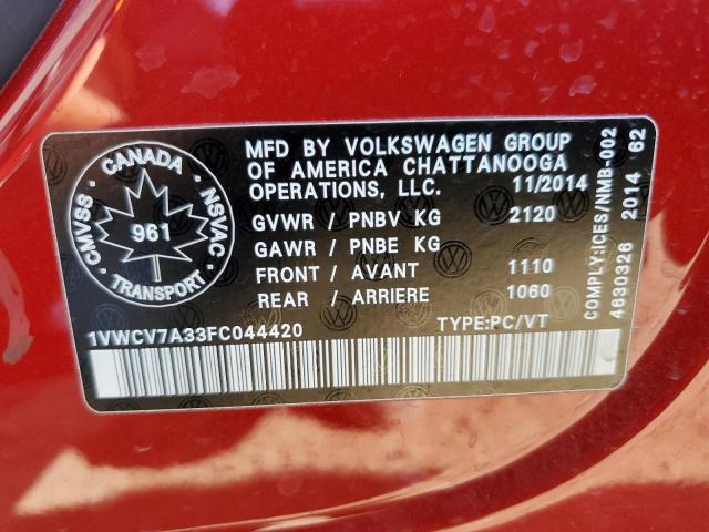 2015 VOLKSWAGEN PASSAT SEL 1VWCV7A33FC044420