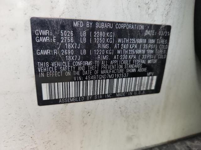 2021 SUBARU OUTBACK LI 4S4BTGND7M3192537