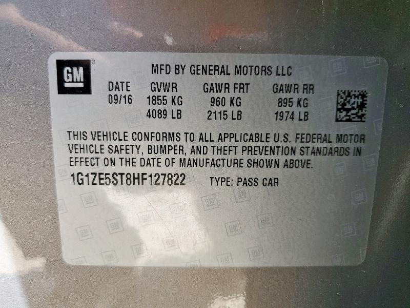 2017 CHEVROLET MALIBU LT - 1G1ZE5ST8HF127822