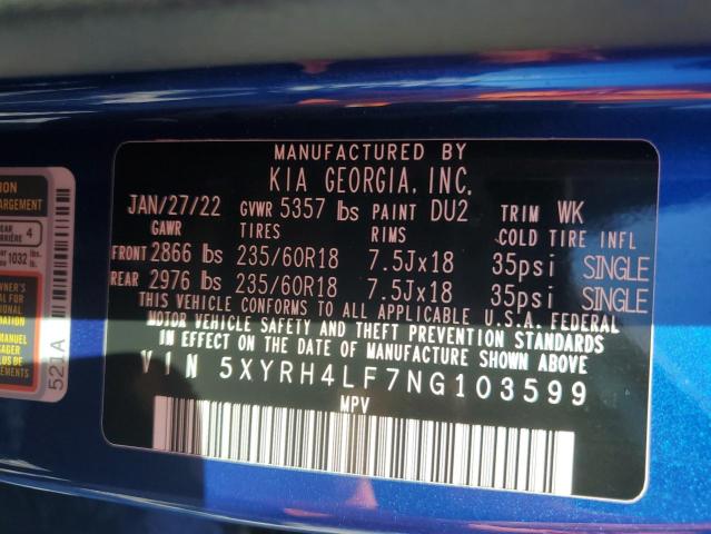 2022 KIA SORENTO EX - 5XYRH4LF7NG103599