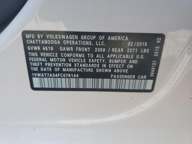 2015 VOLKSWAGEN PASSAT S 1VWAT7A34FC076144