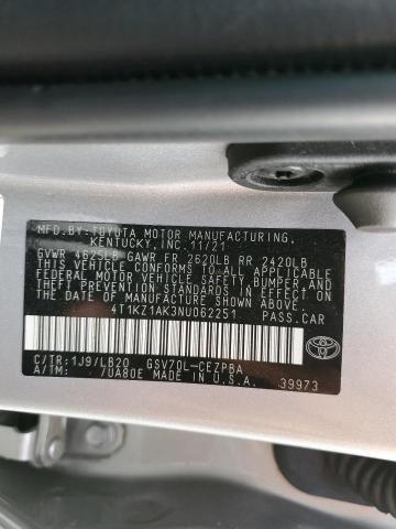 2022 TOYOTA CAMRY TRD 4T1KZ1AK3NU062251
