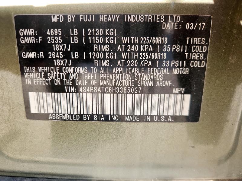 2017 SUBARU OUTBACK TO 4S4BSATC6H3365027