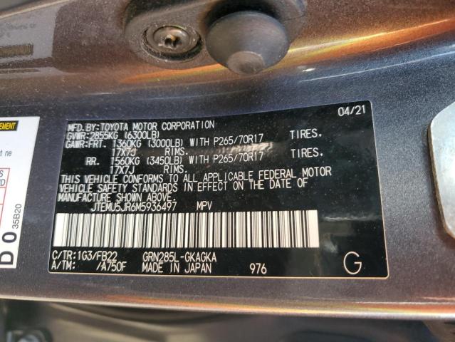 2021 TOYOTA 4RUNNER SR5/SR5 PREMIUM JTEMU5JR6M5936497