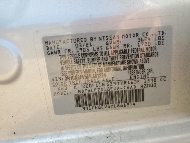 2021 NISSAN VERSA SV 3N1CN8EV5ML881274