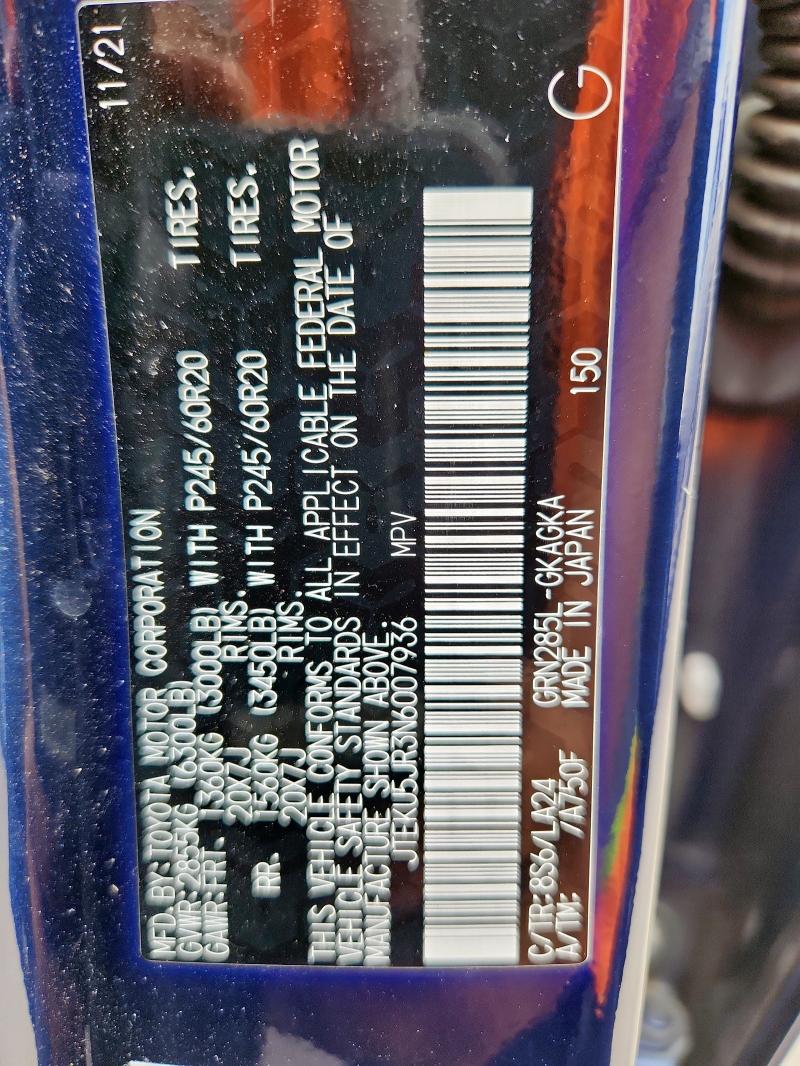 2022 TOYOTA 4RUNNER LI JTEKU5JR3N6007936