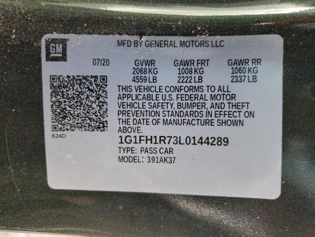 2020 CHEVROLET CAMARO SS 1G1FH1R73L0144289